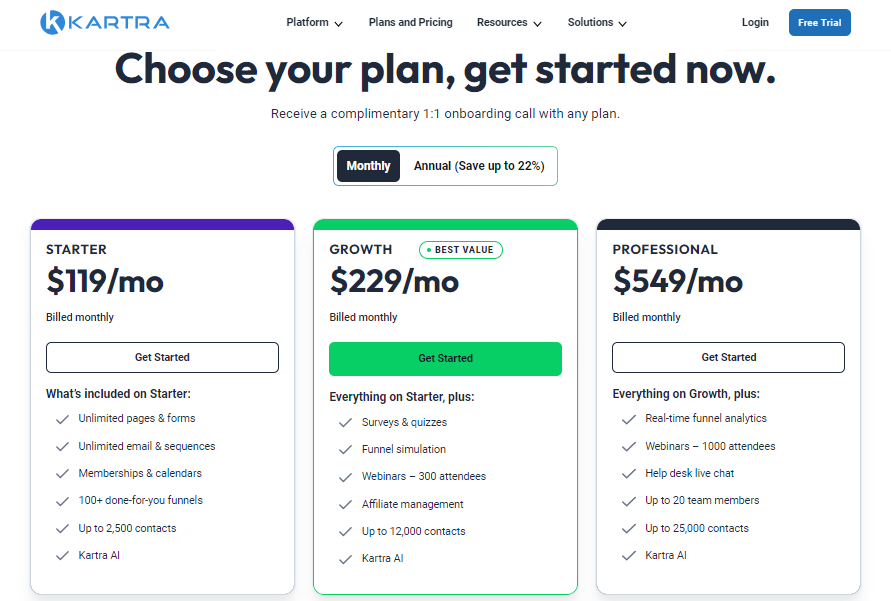 Kartra Pricing