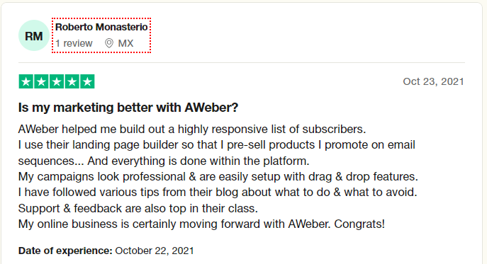 AWeber Customer Review-5