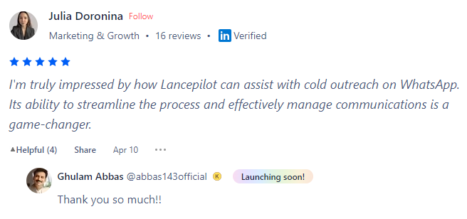 Customer Feedback of LancePilot