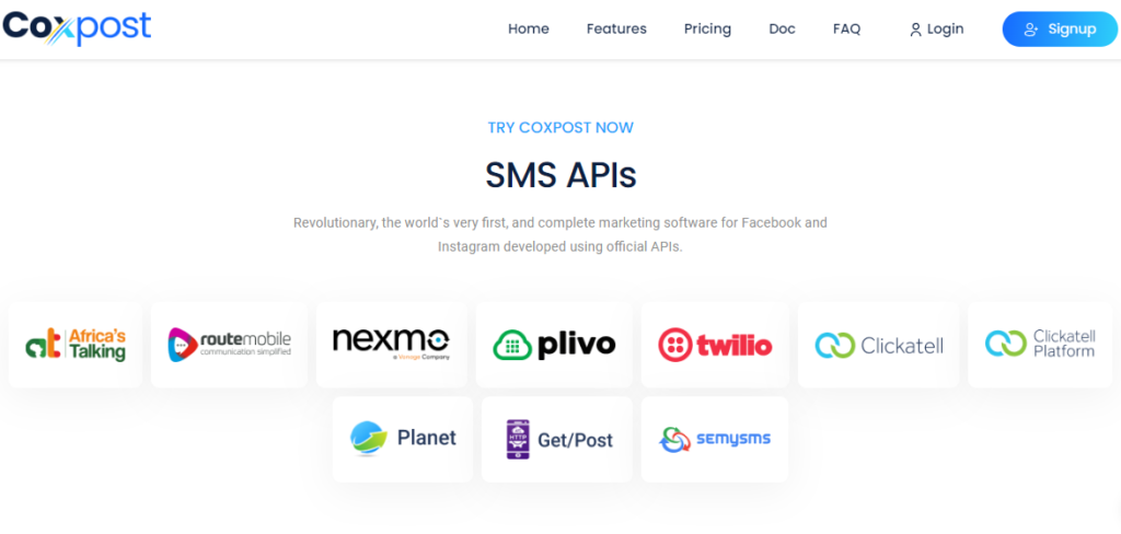 CoxPost SMS APIs integrations