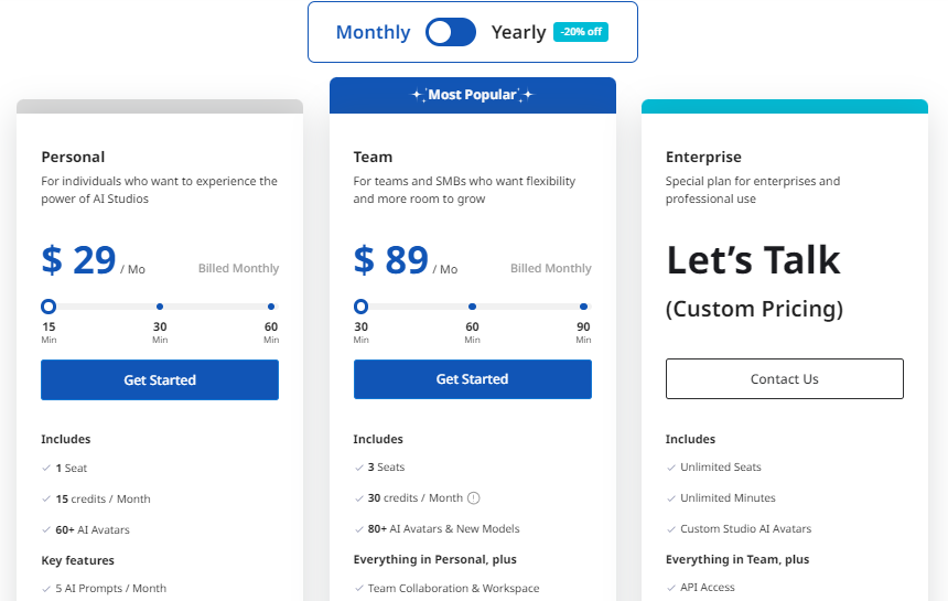 DeepBrain Ai Pricing