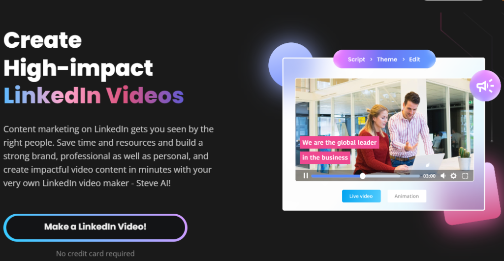 LinkedIn Video Maker of Steve Ai